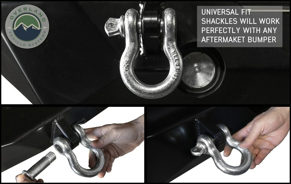 Overland Vehicle Systems - Recovery Shackle 3/4 4.75 Ton Zinc - D Ring Recovery Shackle - 19019905