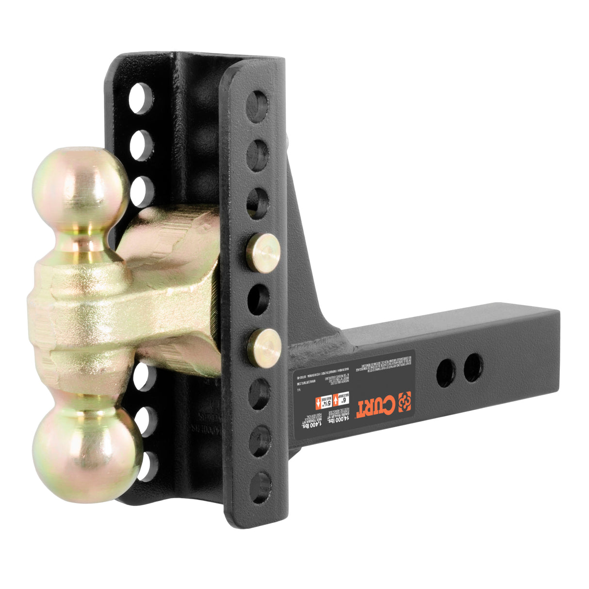 Curt - Adjustable Channel Mount with Dual Ball (2" Shank, 14,000 lbs., 6" Drop) - 45900