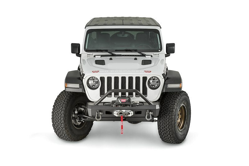Warn - Elite Stubby Front Bumper with Grille Guard Tube for 2018-2026 Jeep Wrangler JL / 2020-2026 Jeep Gladiator JT - 101330