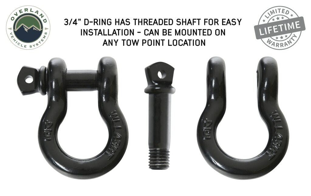 Overland Vehicle Systems - Recovery Shackle 19019901 3/4 4.75 Ton Black - 19019901