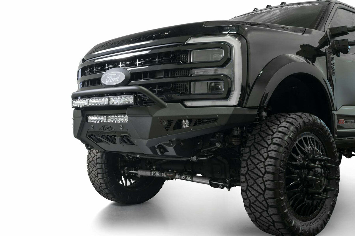 Addictive Desert Designs - 2023-2025 Ford Super Duty HoneyBadger Front Bumper w/ Top Hoop - F810221770103