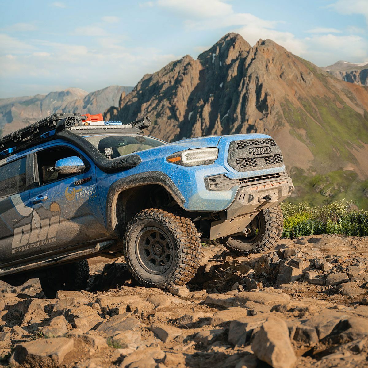 Prinsu - 2nd-3rd Gen Toyota Tacoma Special Edition Cab Rack with Toyota Desert Air Intake Fitment / Cutout for 40" Light Bars - 400-000-010-012