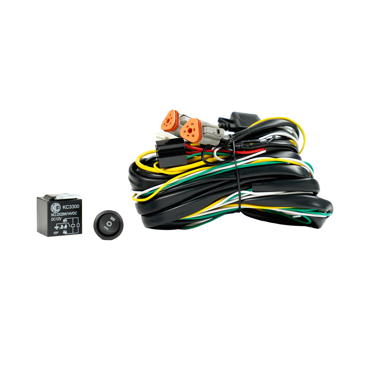 KC Hilites - Wiring Harness - FLEX ERA - 40 Amp Relay - 3 Position LED Rocker Switch - 3-Pin Deutsch Connectors - 6311