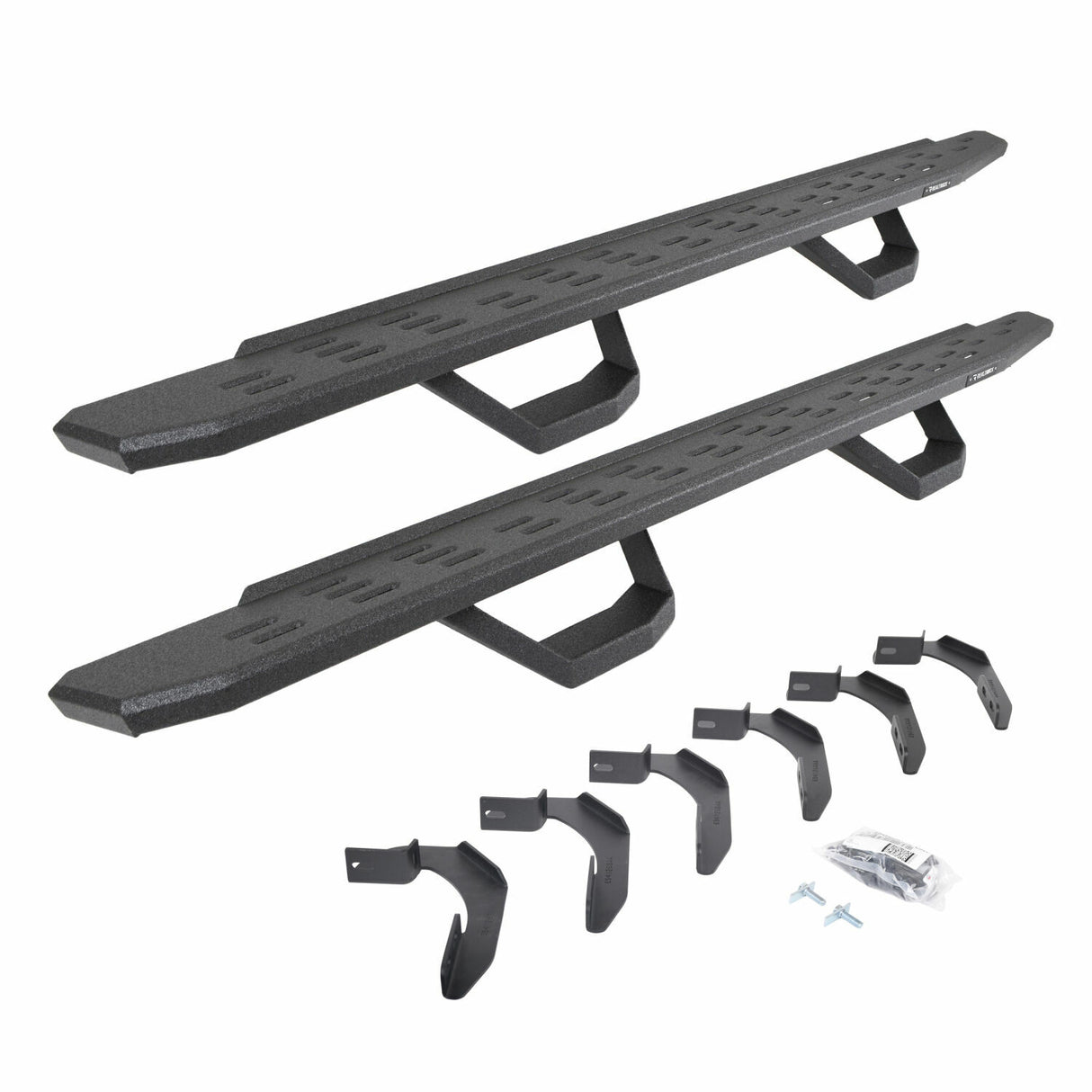 Go Rhino 6961268020T - RB30 Running Boards with Mounting Brackets & 2 Pairs of Drops Steps Kit - Protective Bedliner Coating