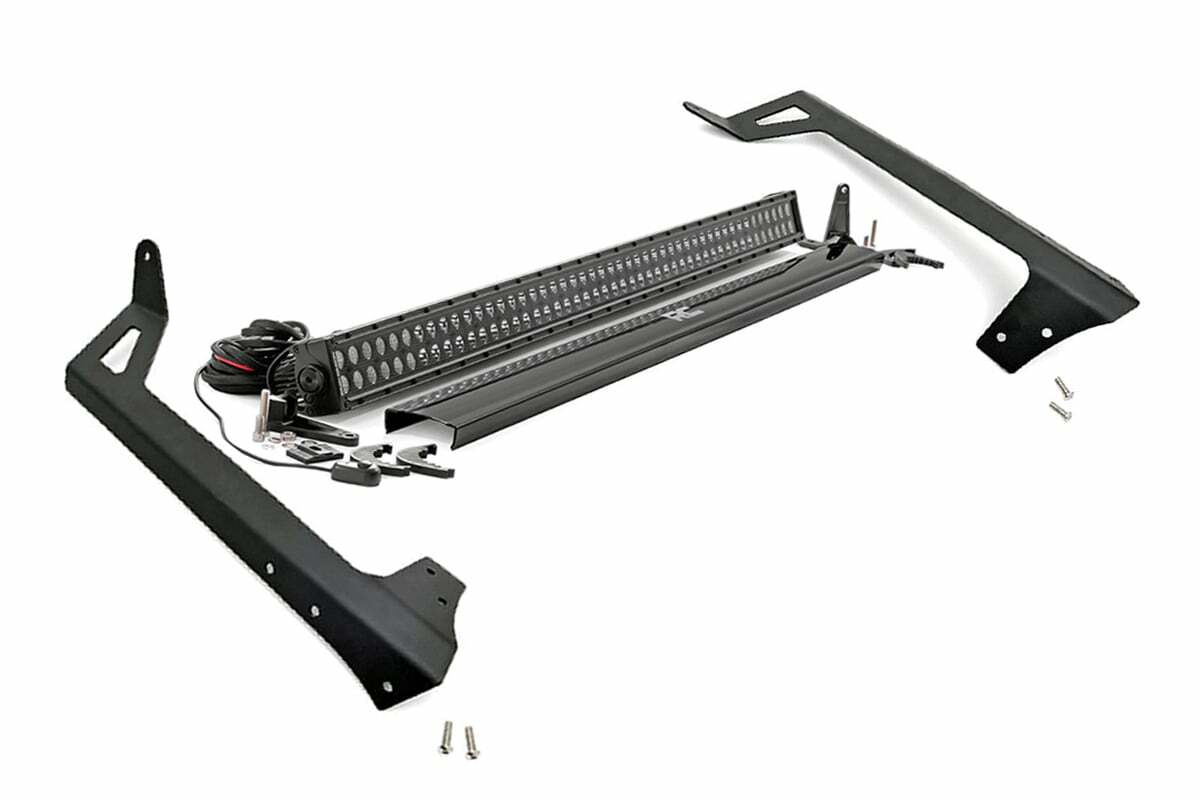 Rough Country - LED Light Kit - Windshield Mount - 50" Black Dual Row - Jeep Wrangler JK (07-18) - 70504BL