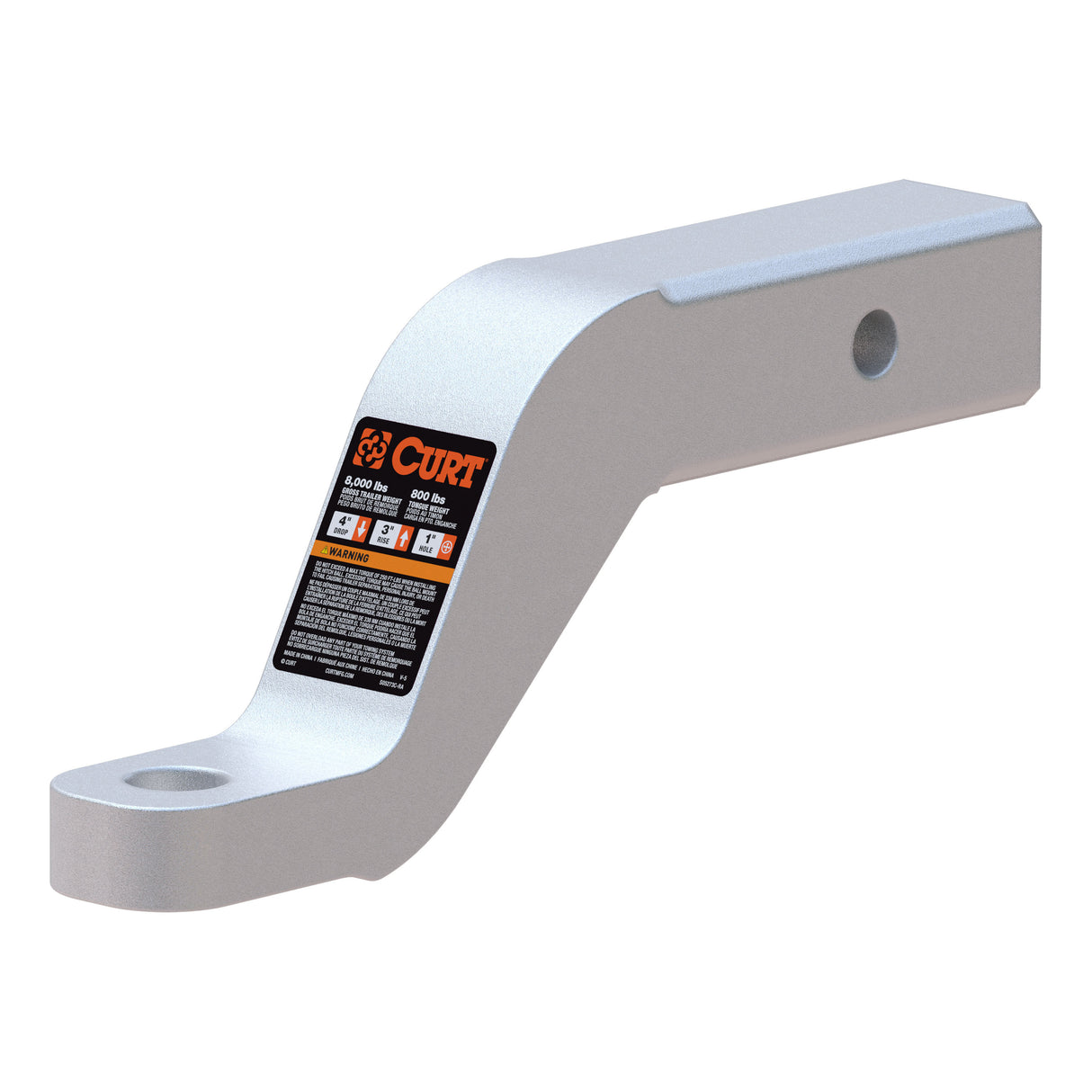 Curt - Aluminum Ball Mount (2" Shank, 8,000 lbs, 4" Drop, 8-1/2" Long) - 45361