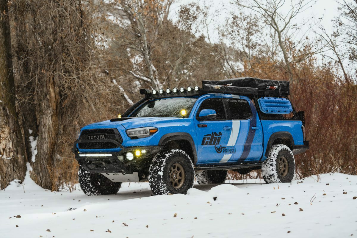 Prinsu - 2nd-3rd Gen Toyota Tacoma Special Edition Cab Rack with Toyota Desert Air Intake Fitment / Cutout for 40" Light Bars - 400-000-010-012
