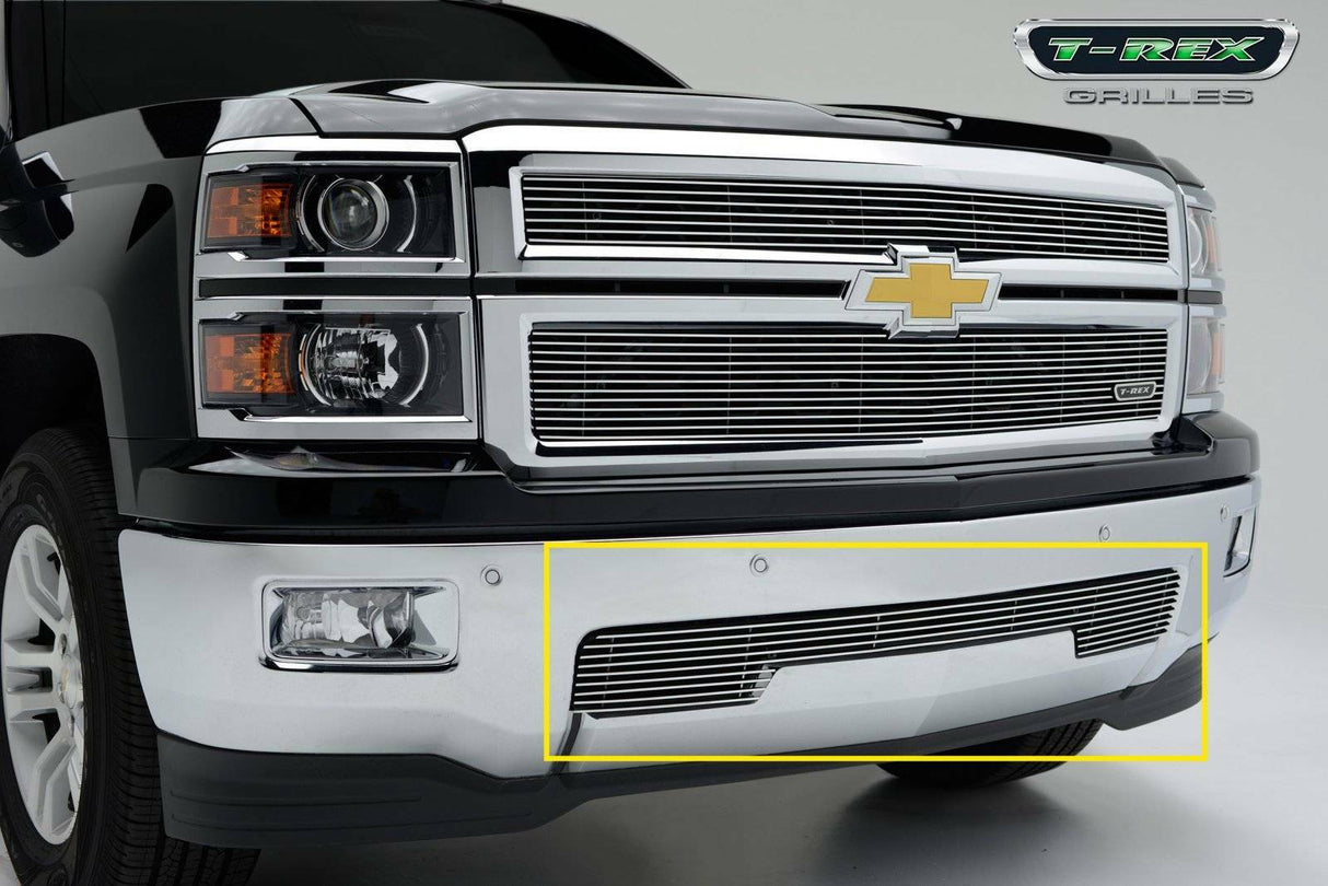 T-Rex Grilles - 1 Pc Horizontal Aluminum Billet Bumper Grille Overlay - Tow hooks must be removed on Z71 models - 25117