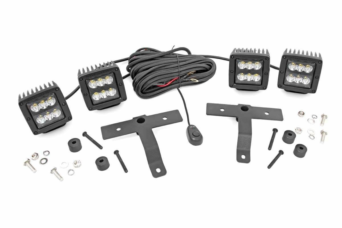 Rough Country - Jeep Quad LED Light Pod Kit - Black Series (18-21 JL 20-21 Gladiator) - 70822