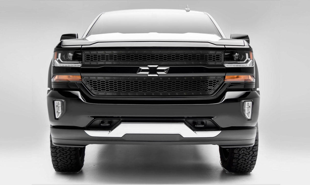 T-Rex Grilles - 2 Pc Laser Cut Pattern Mild Steel Stealth Laser X Grille Overlay - 7711281-BR