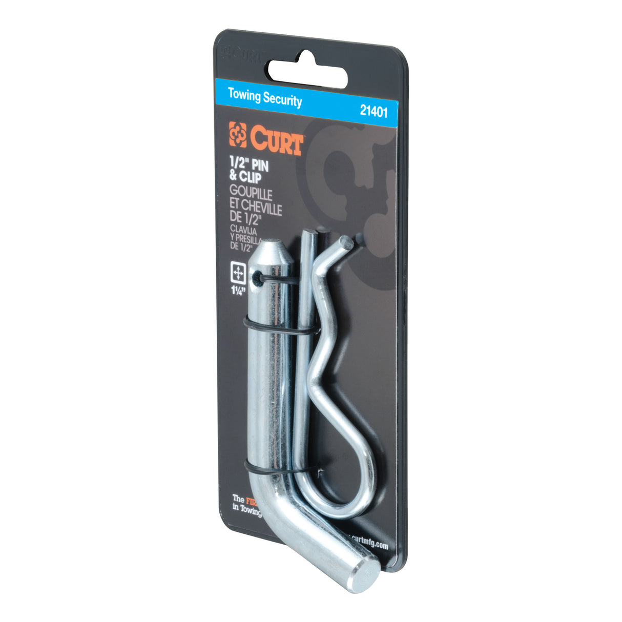 Curt - 1/2" Hitch Pin (1-1/4" Receiver, Zinc, Packaged) - 21401