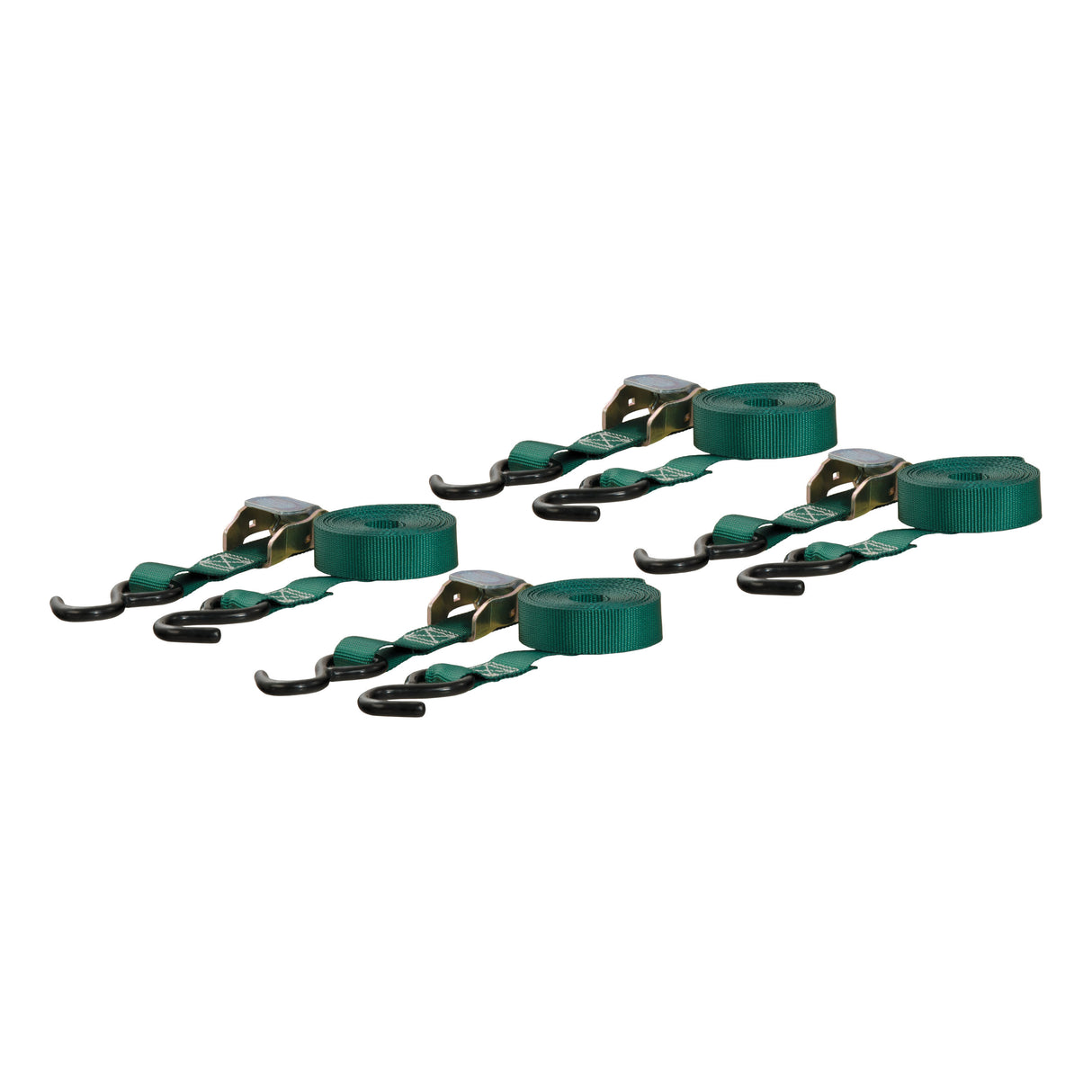 Curt - 16' Dark Green Cargo Straps with S-Hooks (300 lbs, 4-Pack) - 83016
