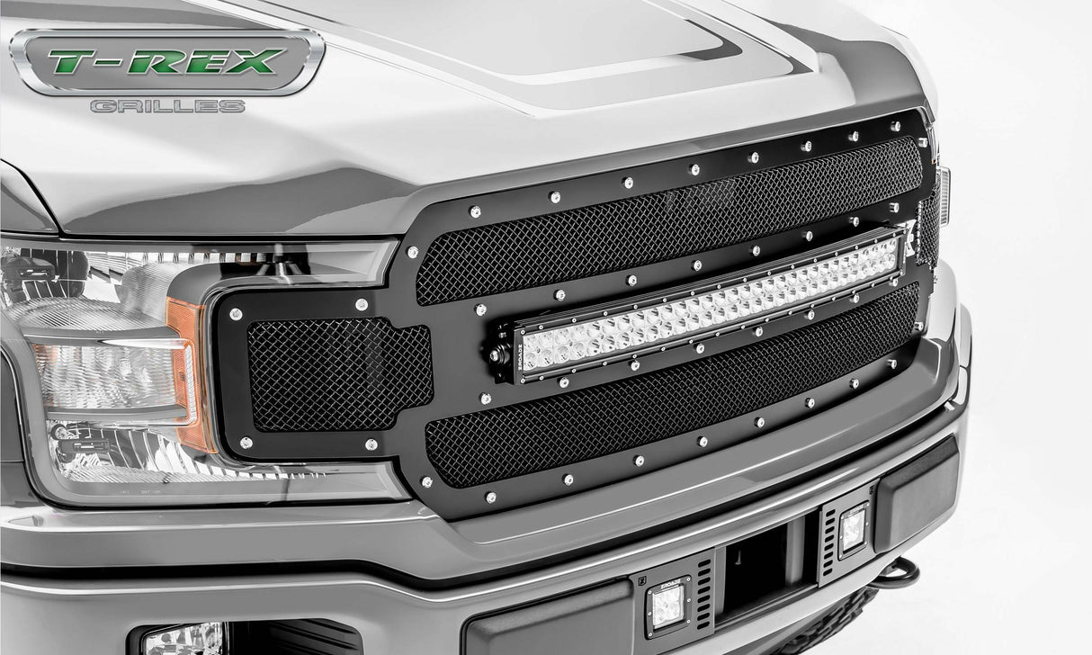 T-Rex Grilles - 1 Pc Small Mesh Mild Steel Torch Grille Replacement - Includes Universal Wiring Harness - 6315711