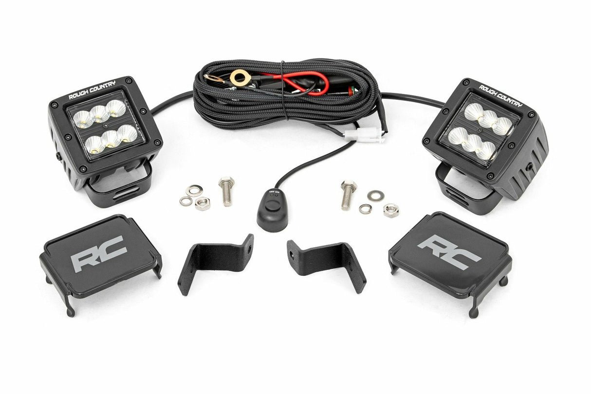 Rough Country - LED Light Kit - Ditch Mount - 2" Black Pair - Flood - Ford F-150 (15-23) F-150 Lightning (22-23) - 71029