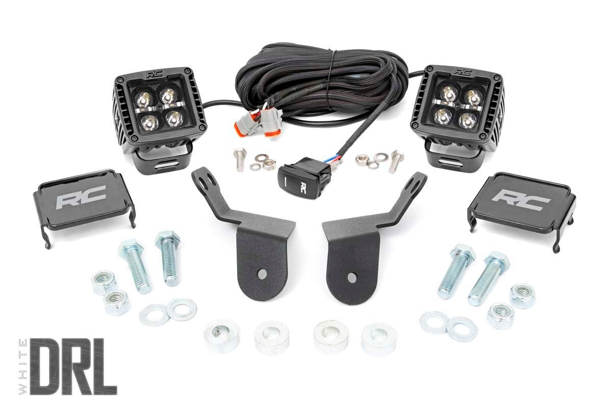 Rough Country - LED Light - Cage Mount - 2" Black Pair - White DRL - Honda Pioneer 1000 1000-5 - 92011