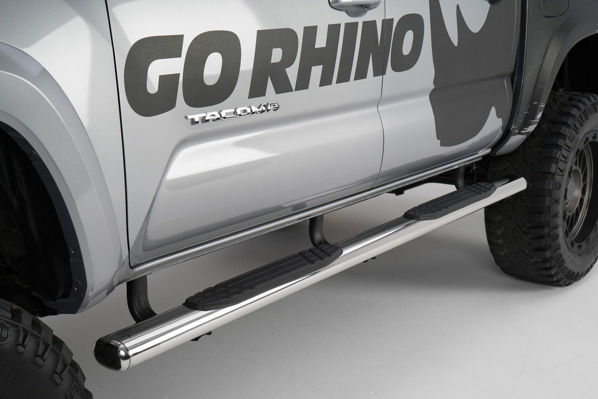 Go Rhino 104443587PS - 4" 1000 Series SideSteps With Mounting Bracket Kit - Polished Stainless Steel