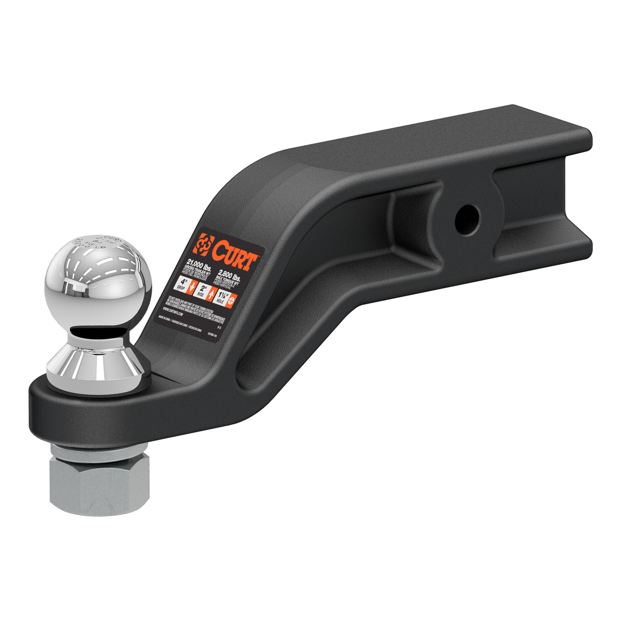 Curt - Loaded Forged Ball Mount with 2-5/16" Ball (3" Shank, 20,000 lbs, 4" Drop) - 45375