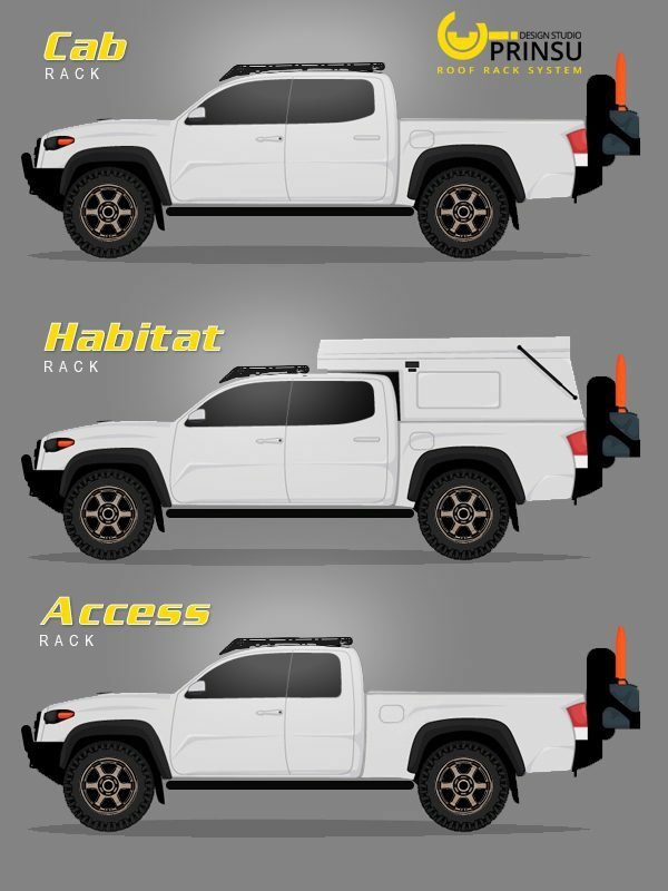 Prinsu - 1st Gen Toyota Tacoma Prinsu Double Cab Cab Rack / Cutout for 40" Light Bars - 400-000-010-004