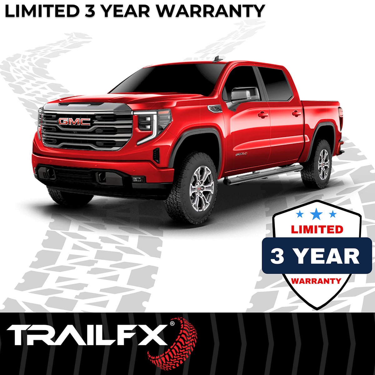 TrailFx - 6" Oval Straight Step Bar For GM Silverado/Sierra Crew- Black (A8255B)
