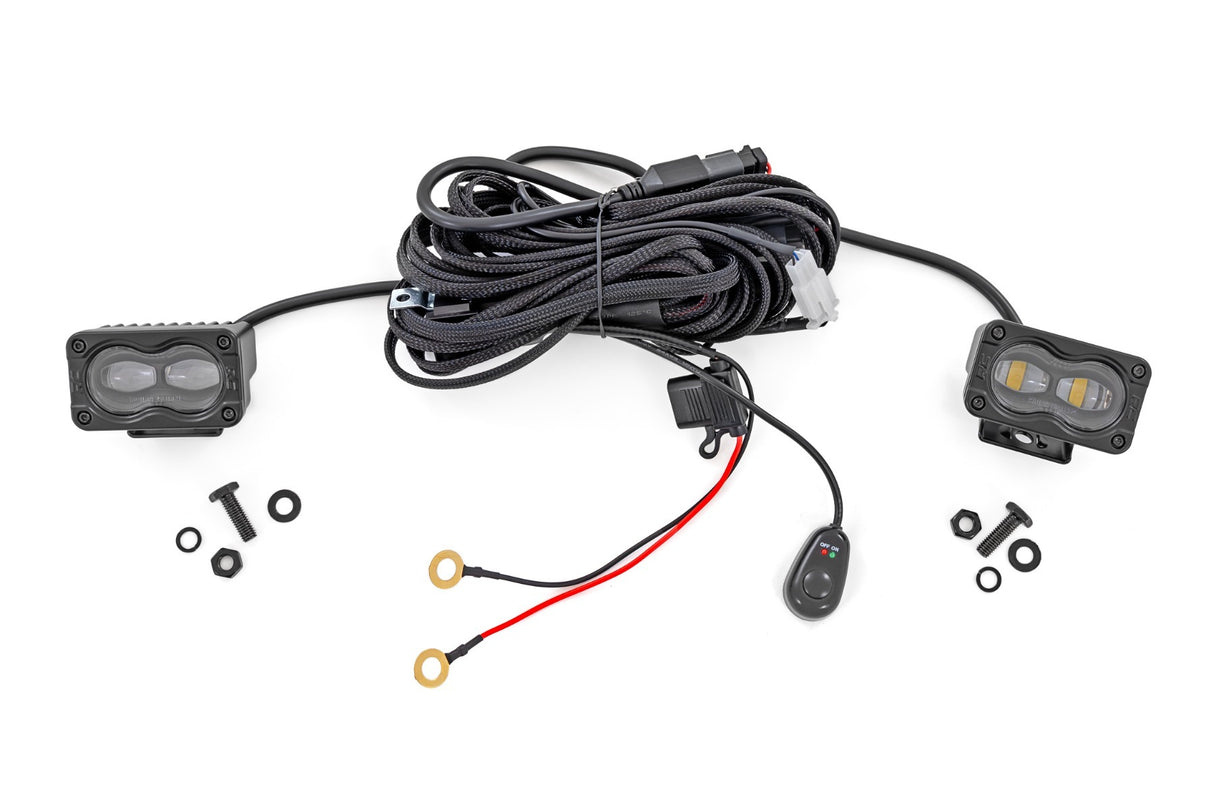 Rough Country - 3x1.75 Inch Black Series - Yellow - LED Slim Aux - SAE Fog - Pair - 70911