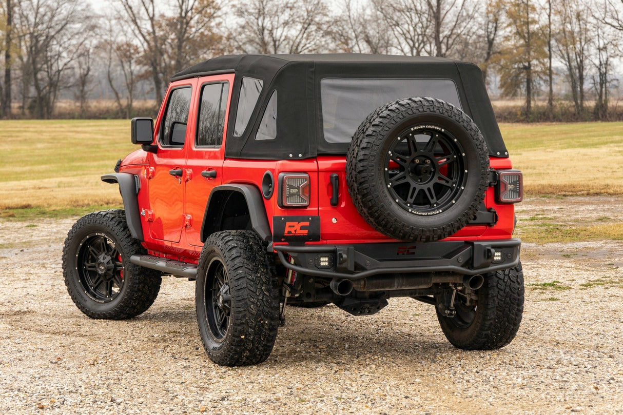 Rough Country - Oval Nerf Steps - 4 Door - Black - Jeep Wrangler Unlimited (18-23) - 21016