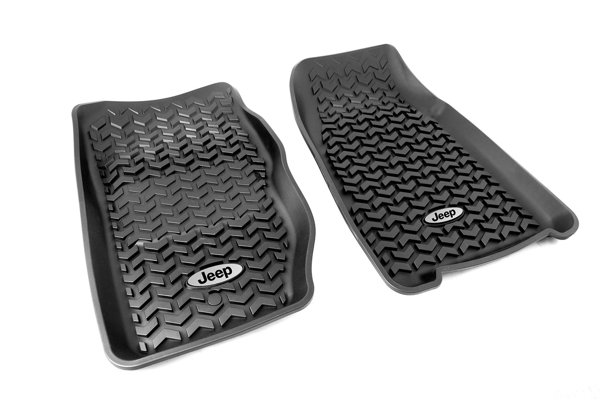 Rugged Ridge - Floor Liners, Front, Black, Jeep Logo; 84-01 Jeep Cherokee XJ - DMC-12920.25