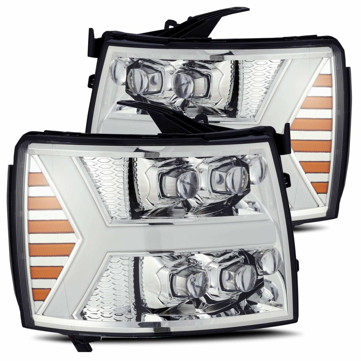 AlphaRex 880207 LED Projector Headlights Plank Style Design Chrome