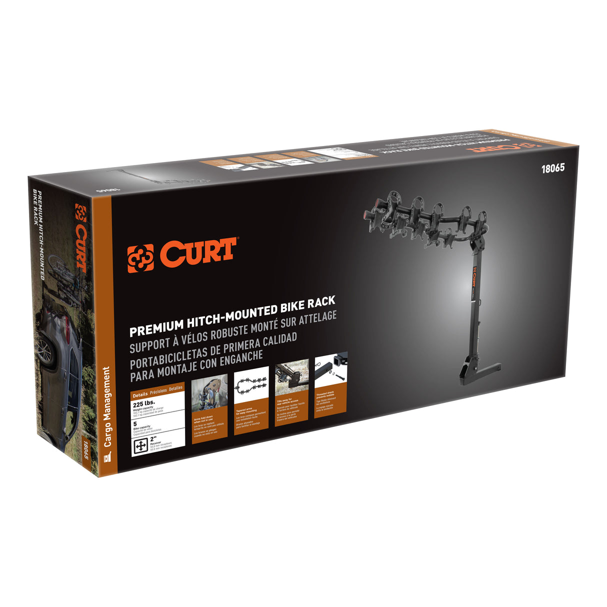 Curt - Premium Hitch-Mounted Bike Rack (5 Bikes, 2" Shank) - 18065
