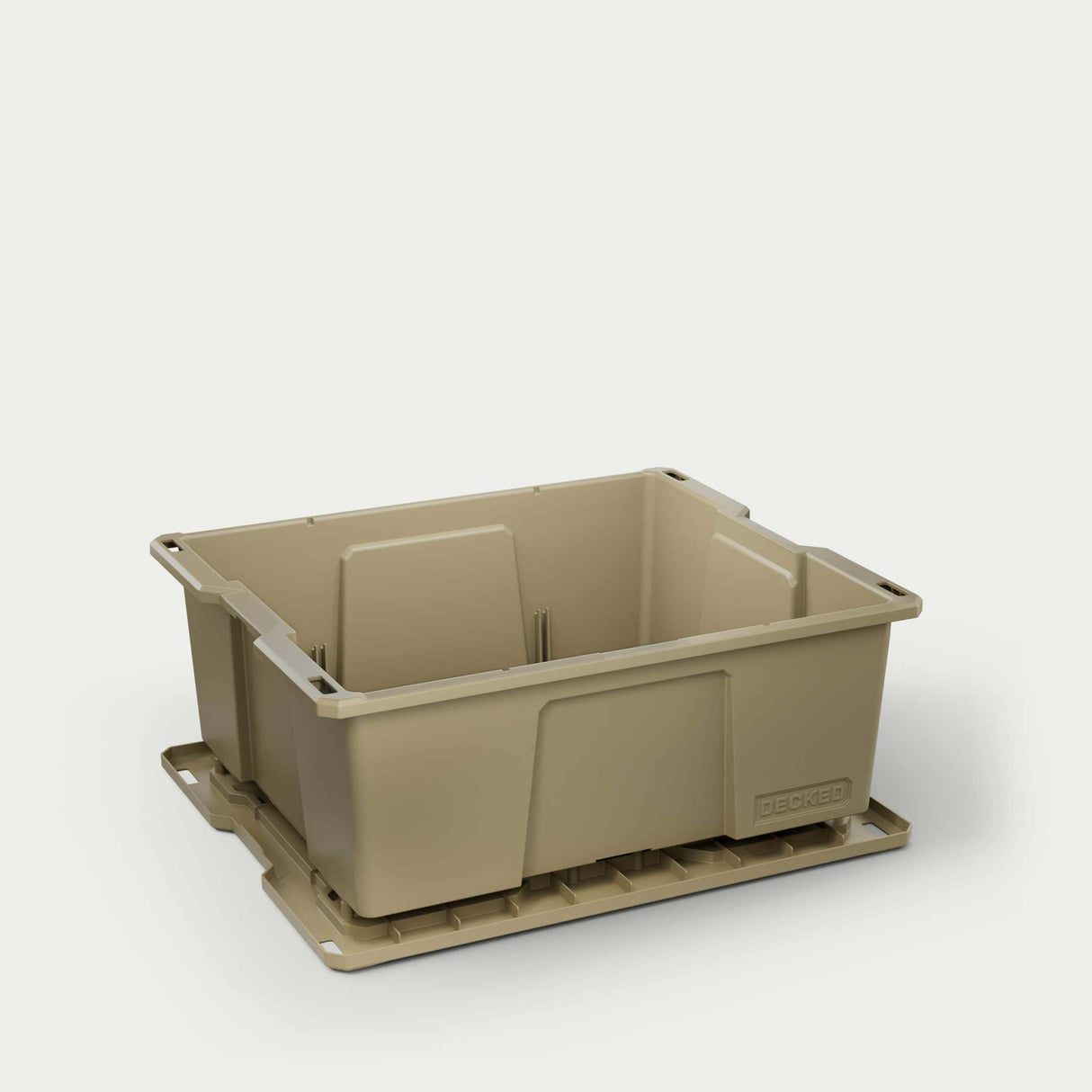 Decked - Payloader 32 - D-co bin with snap on lid - one (1) - all tan - A0041-DBIN-TAN