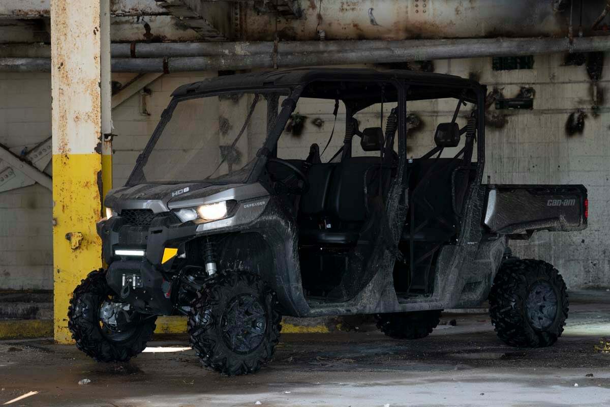 Rough Country - LED Light - Bumper Mount - 12" Black Single Row - White DRL - Can-Am Defender HD 8 HD 9 HD 10 - 97004