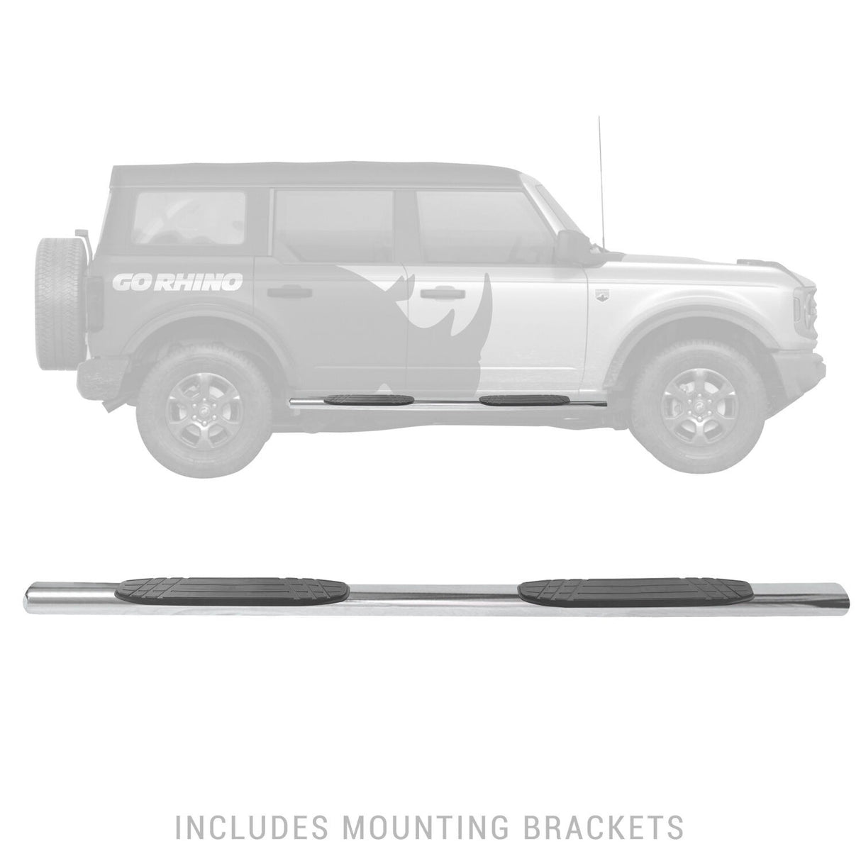 Go Rhino 104412973PS - 4" 1000 Series SideSteps With Mounting Bracket Kit - Polished Stainless Steel