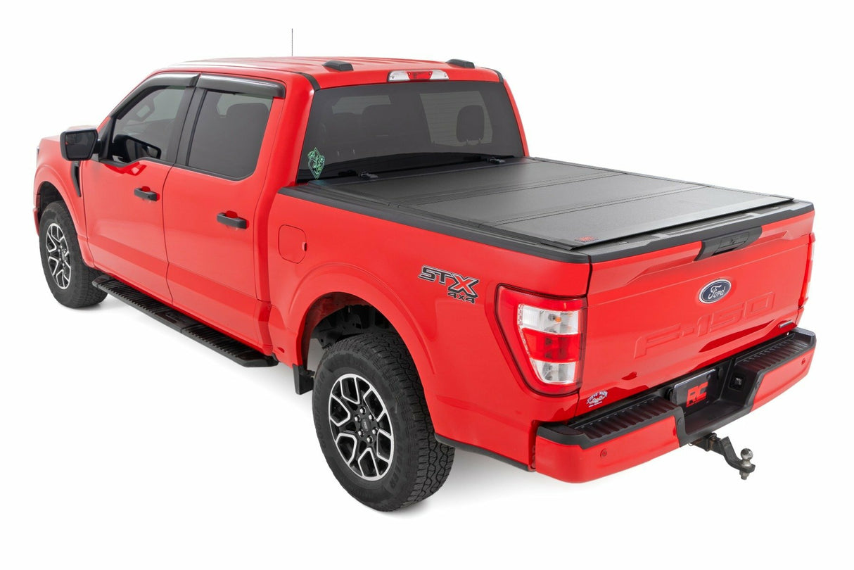 Rough Country - Hard Tri-Fold Flip Up Bed Cover - 5'7" Bed - Ford F-150 (15-20) - 49220550