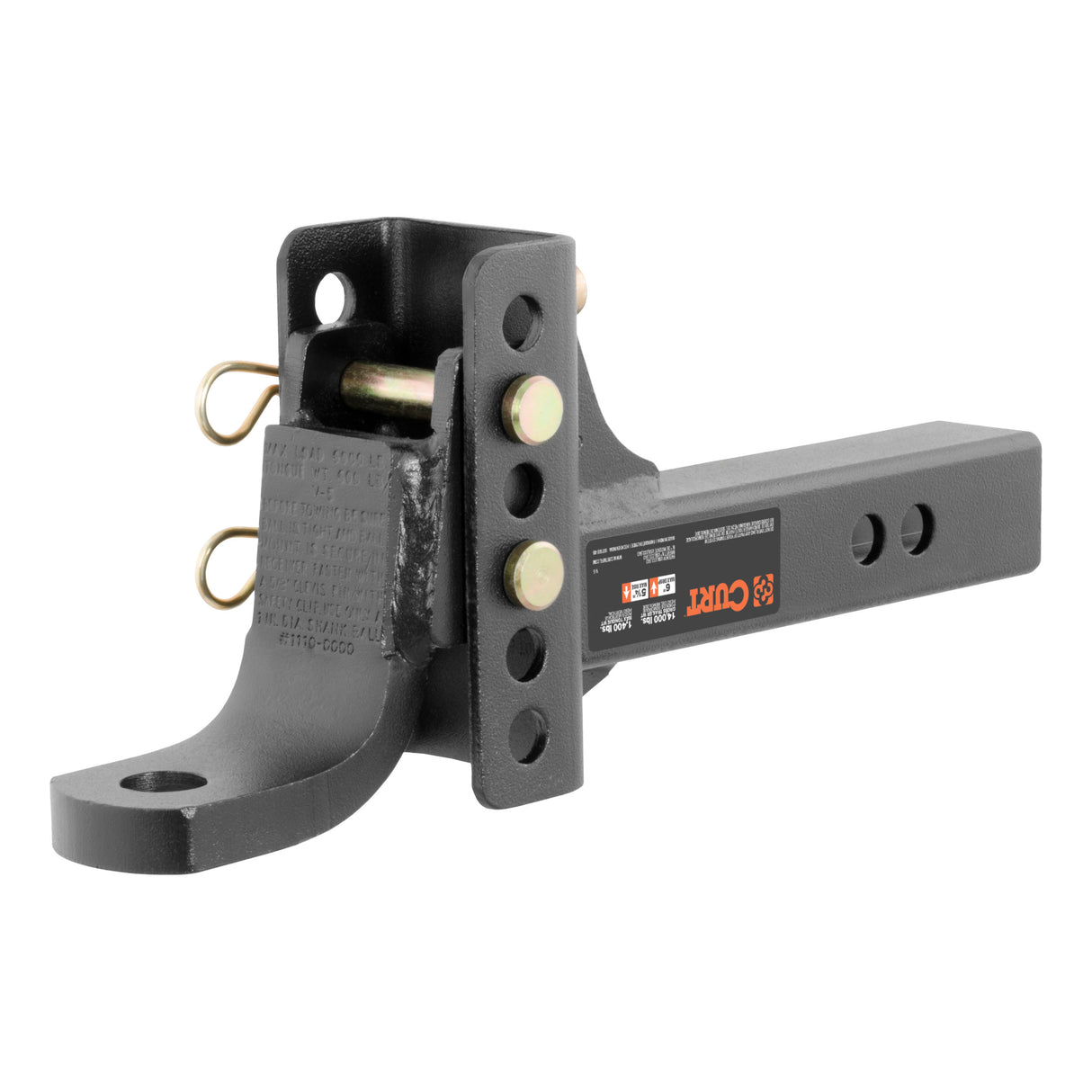 Curt - Adjustable Channel Mount with 1" Ball Hole (2" Shank, 6,000 lbs., 6-3/4" Drop) - 45901