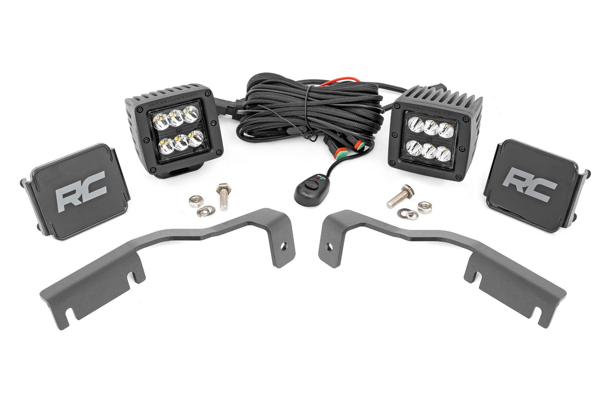 Rough Country - LED Light Kit - Ditch Mount - 2" Black Pair - Spot - Nissan Frontier (22-23) - 71064