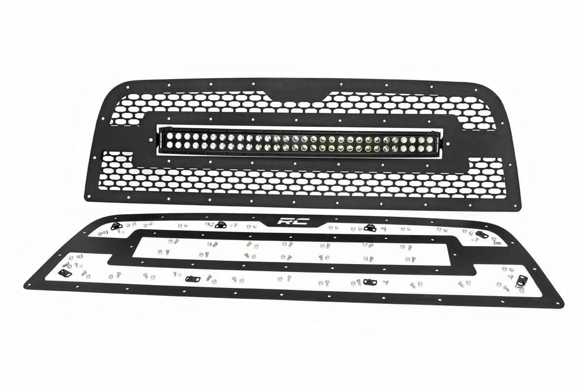 Rough Country - Mesh Grille - 30" Dual Row LED - Black - Ram 2500 3500 (13-18) - 70152