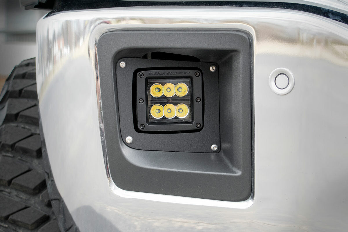 Rough Country - LED Light Kit - Fog Mount - 2" Black Pair - GMC Sierra 1500 (14-15) - 70689