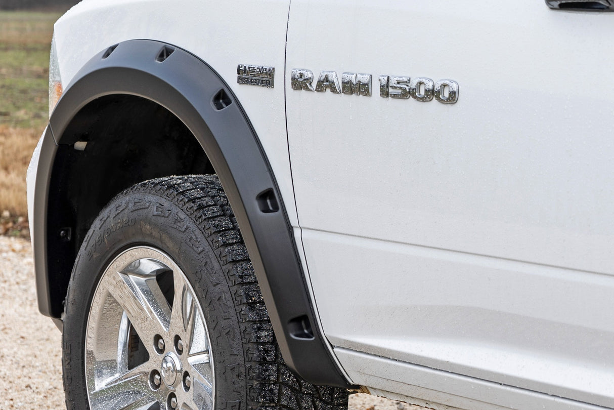 Rough Country - Pocket Fender Flares - Both Bumpers - PX8 Black Crystal - Ram 1500 2WD 4WD - F-D10911B-PX8