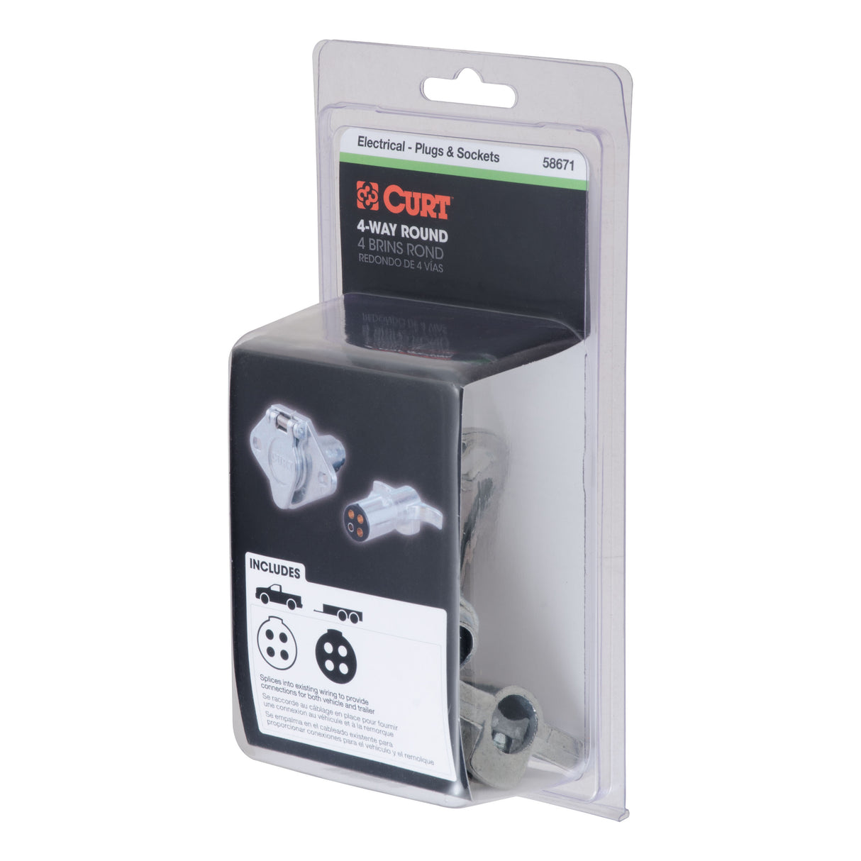 Curt - 4-Way Round Connector Plug & Socket (Packaged) - 58671