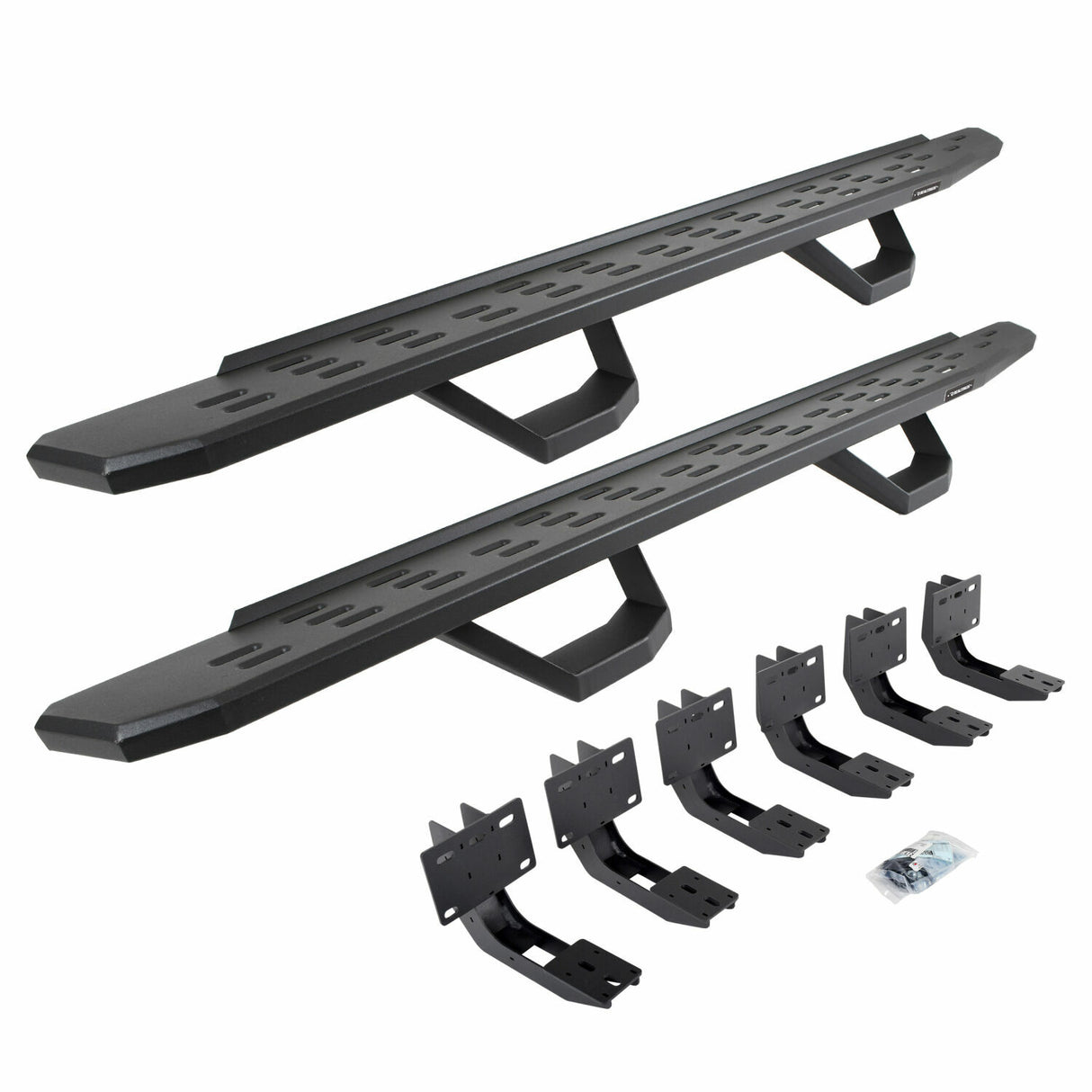 Go Rhino 6963068020PC - RB30 Running Boards with Mounting Brackets & 2 Pairs of Drops Steps Kit - Textured Black