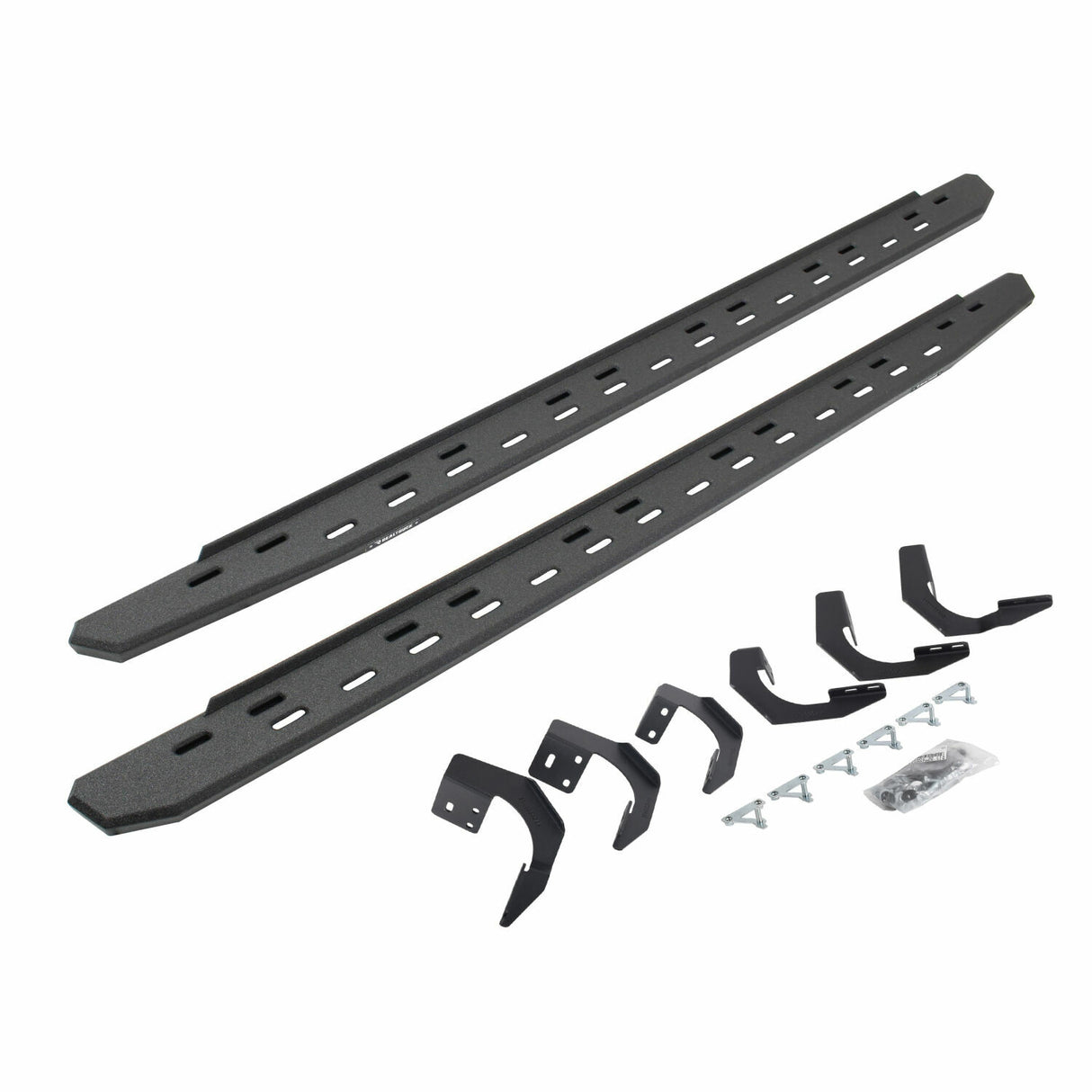Go Rhino 69620687ST - RB30 Slim Line Running Boards with Mounting Bracket Kit - Protective Bedliner Coating