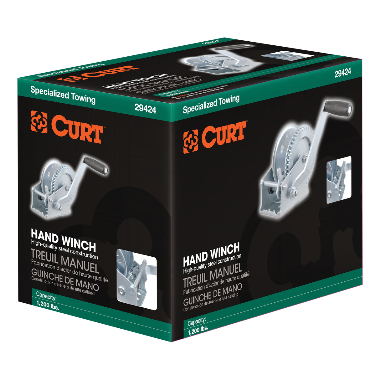 Curt - Hand Crank Winch (1,200 lbs, 7-1/2" Handle) - 29424