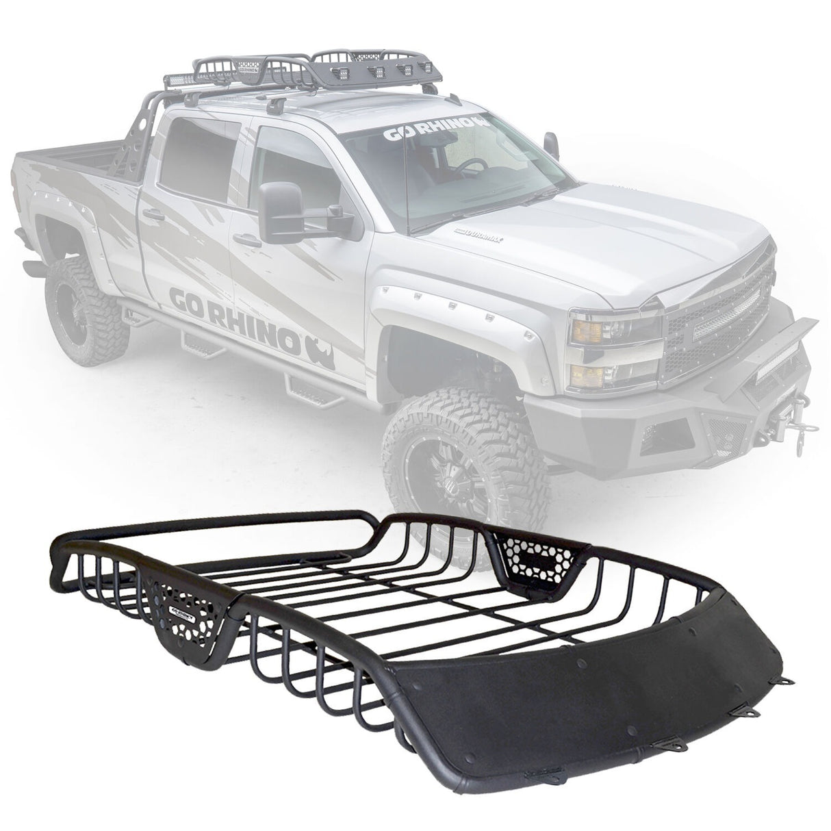 Go Rhino 59015T - SR10 Tubular Steel Roof Rack with Black Fairings - 48" Long - Textured Black