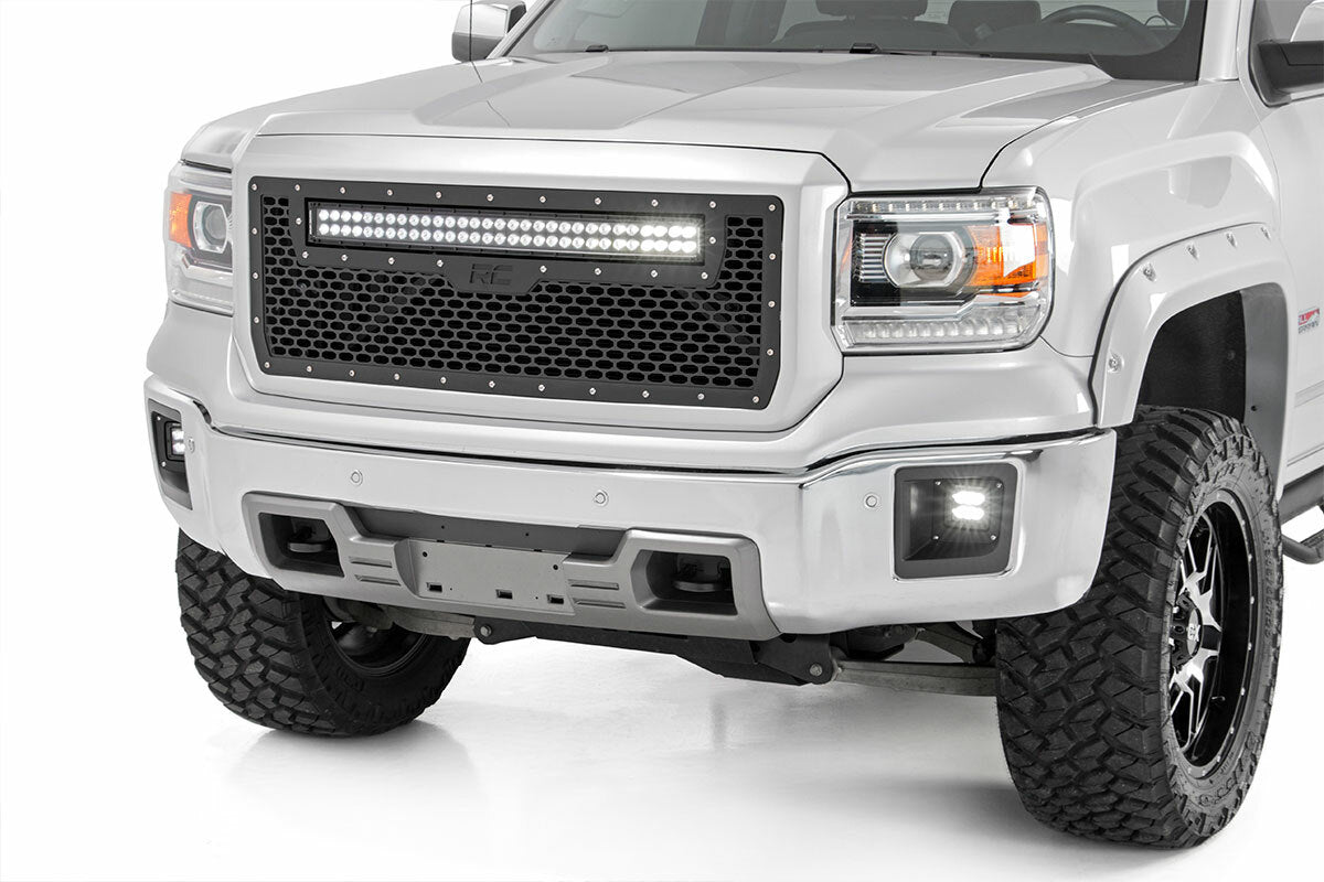 Rough Country - Mesh Grille - 30" Dual Row LED - Black - GMC Sierra 1500 (14-15) - 70190