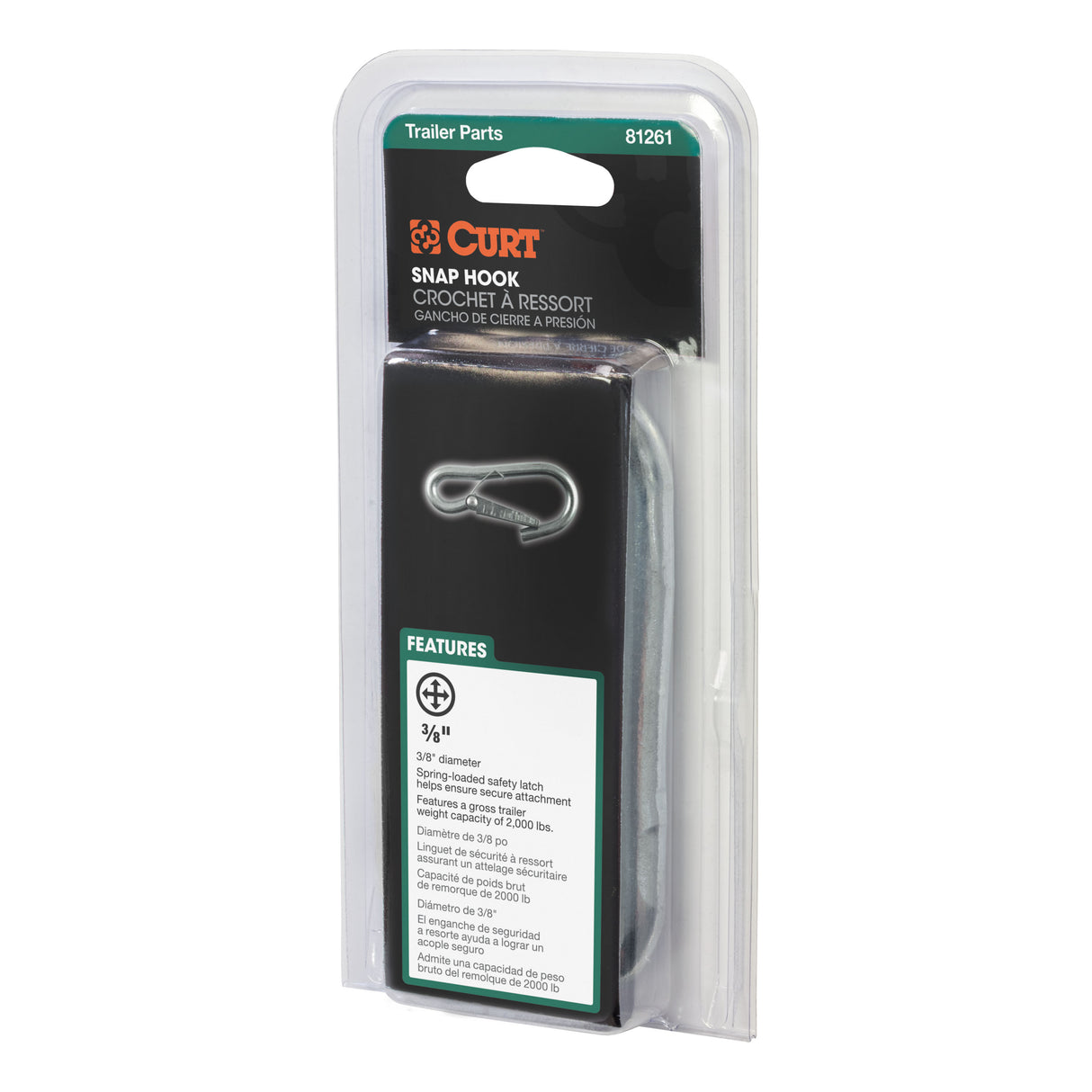 Curt - 3/8" Snap Hook (2,000 lbs, Packaged) - 81261