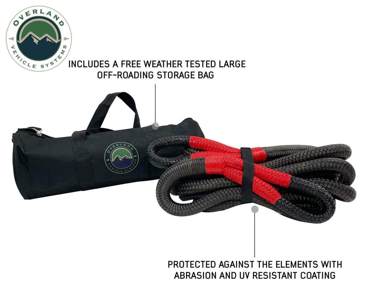 Overland Vehicle Systems - Brute Kinetic Rope Recovery Strap 1 x 30 Foot 30 Percent Stretch - 19009916