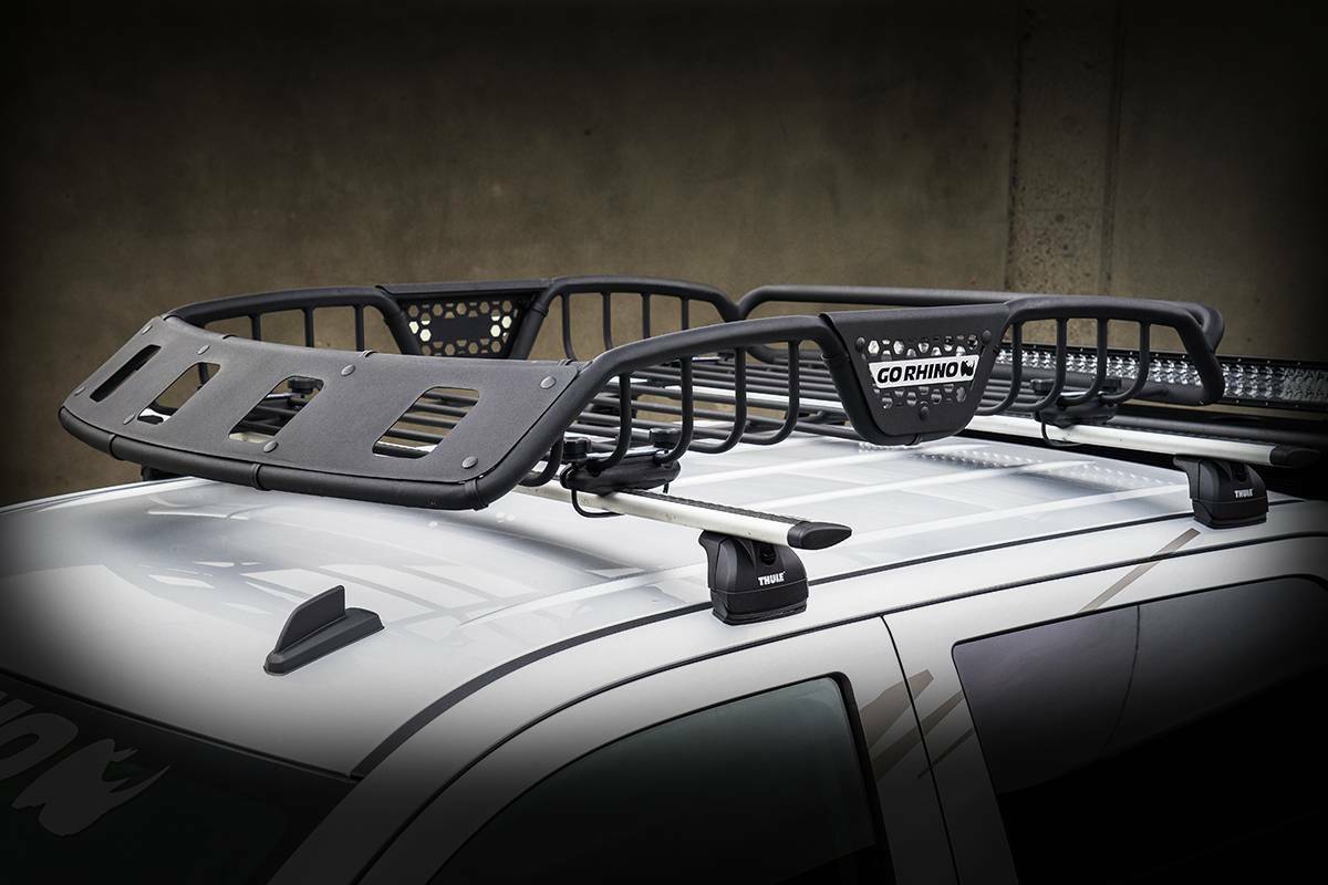 Go Rhino 59045T - SR40 Tubular Steel Roof Rack With 4x Light Mount Openings - 48" Long - Textured Black