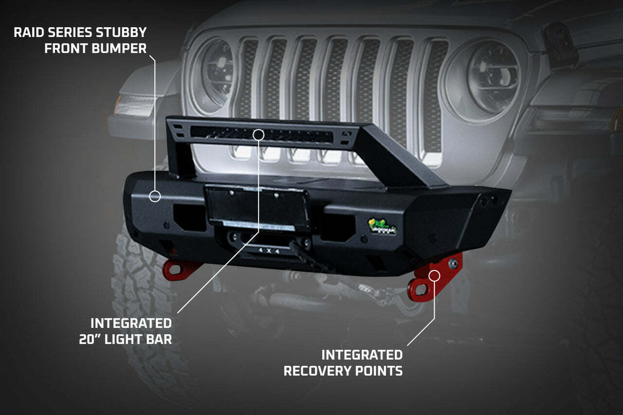 IronMan 4x4 - Raid Stubby Front Bumper Kit - Jeep Gladiator JT (2020+) - BBR077ST