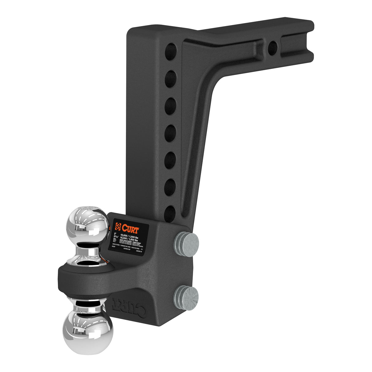 CURT - Deep-Drop Adjustable Trailer Hitch Ball Mount with Dual Ball, 2" Shank, 15K - 45936