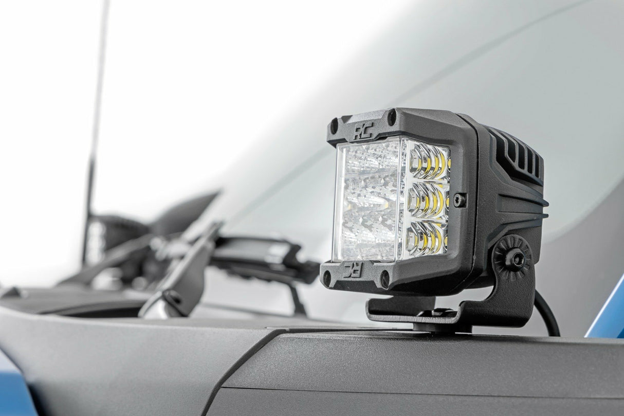 Rough Country - LED Light Kit - Ditch Mount - 2" Black Pair - Flood Pattern - Ford Bronco (21-23) - 71046