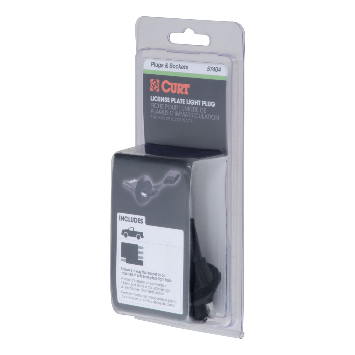 Curt - 4-Way Flat License Plate Light Plug Adapter (Packaged) - 57404